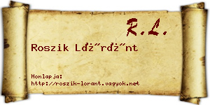 Roszik Lóránt névjegykártya