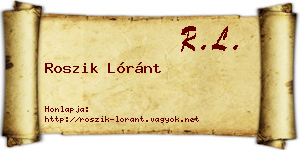 Roszik Lóránt névjegykártya